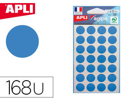 pastille-adhasive-apli-agipa-d-iametre-15mm-coloris-bleu-pochette-168-unitas