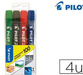 marqueur-pilot-100-permanent-p-ointe-ogive-fine-4-5mm-tous-supports-rasiste-al-eau-pochette-4u-noir-bleu-vert-rouge