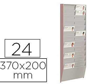 porte-badge-paperflow-mural-24-cases-375x199x25mm-coloris-gris
