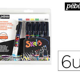 marqueur-peinture-pabao-skrib-acrylique-brillant-multi-supports-pointe-0-7mm-couleurs-classiques-set-6-unitas