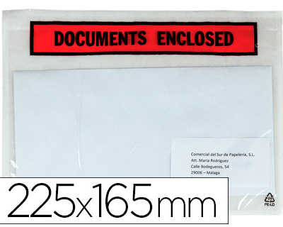 enveloppe-q-connect-porte-docu-ments-transparente-225x165mm-auto-adhasive-texte-anglais-impression-noir-rouge-bo-te-100u