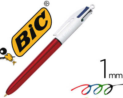 stylo-bille-bic-4-couleurs-shi-ne-pointe-1mm-acriture-moyenne-corps-rouge-matallisa-brillant