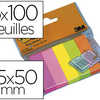 MARQUE-PAGES POST-IT PAPIER NO TES MARKERS 15X50MM COLORIS NAON LOT 5 BLOCSX100F