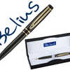 STYLO-BILLE BELIUS PARMA MACAN ISME HALICO DAL CLIP CORPS LAQUA NOIR/DORA ENCRE BLEUE POINTE 1MM