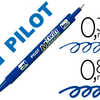 STYLO-FEUTRE PILOT TWIN MARKER POINTE FIBRE POLYESTER FINE 0.3MM ET LARGE 0.8MM TOUS SUPPORTS COLORIS BLEU