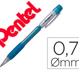 porte-mine-pentel-fiesta-grip-caoutchouc-confort-agrafe-et-gomme-rechargeable-mine-0-7mm-corps-coloris-bleu