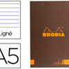 BLOC AGRAFÉ RHODIA COLOR N.16 A5 14.8x21CM COUVERTURE PELLICULÉE TAUPE 70F 90G LIGNÉ MICROPERFORÉ TAUPE