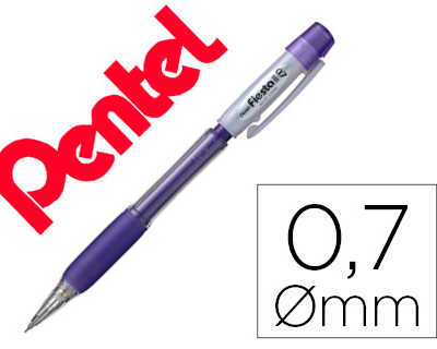 porte-mine-pentel-fiesta-grip-caoutchouc-confort-agrafe-et-gomme-rechargeable-mine-0-7mm-corps-coloris-violet