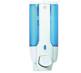 distributeur-savon-q-connect-m-anuel-acier-inoxydable-serrure-viseur-bleu-transparent-coloris-blanc-350ml-410x275x520mm