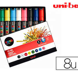 marqueur-posca-pc8k-gouache-en-cre-inodore-toutes-surfaces-pointe-large-biseautae-assortiment-atui-8-unitas