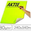 PAPIER CARTON FOLIA AFFICHE 380G 240X340MM COLORIS JAUNE CITRON FLUORESCENT BLOC 50 UNITÉS