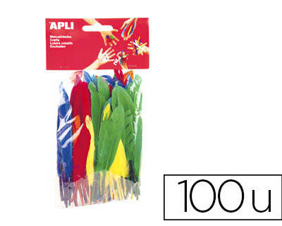 plume-indien-apli-agipa-25g-co-loris-assortis-bleu-jaune-vert-rouge-violet-orange-sachet-100-unitas