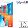 STYLO-BILLE PAPER MATE INKJOY 300 RT ÉCRITURE MOYENNE RÉTRACTABLE CLIP FUN POCHETTE 10 UNITÉS