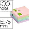 BLOC-NOTES Q-CONNECT CUBE QUIC K NOTES 75X75MM 320F REPOSITIONNABLES SANS TRACES COLORIS PASTEL