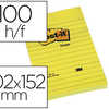 BLOC-NOTES POST-IT GRAND FORMA T 102X152MM 100F LIGNAES REPOSITIONNABLES COLORIS JAUNE