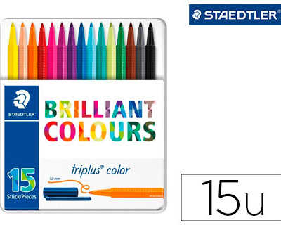 feutre-coloriage-staedtler-tri-plus-color-323-brilliant-colours-pointe-moyenne-1mm-bo-te-matal-15-unitas
