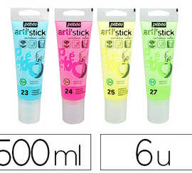 peinture-pebeo-arti-stick-pelliculable-repositionnable-coloris-assortis-fluos-paillet-s-set-13-tubes-75ml