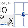 ÉTIQUETTE ADHÉSIVE AVERY ULTRA-RÉSISTANTE POLYÉTHYLÈNE BLANC IMPRESSION LASER 99.1X139MM BOÎTE 40 UNITÉS