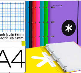 classeur-liderpapel-antartik-4-anneaux-ronds-40mm-a4-carton-rembord-feuillets-mobiles-q5x5-coloris-assortis