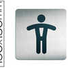 PLAQUE PICTOGRAMME DURABLE WC HOMME CARRA GRAND FORMAT ACIER BROSSA INOXYDABLE PASTILLE ADHASIVE AU DOS 150X150MM