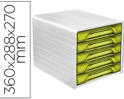 bloc-classement-cep-smoove-de-5-tiroirs-interchangeables-dim-360x288x270mm-coloris-blanc-anis