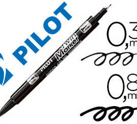 stylo-feutre-pilot-twin-marker-pointe-fibre-polyester-fine-0-3mm-et-large-0-8mm-tous-supports-coloris-noir