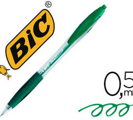 stylo-bille-bic-atlantis-acrit-ure-moyenne-0-5mm-encre-douce-bille-ractractable-corps-cristal-clip-grip-prahension-vert