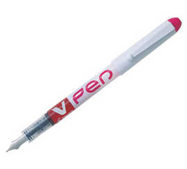 stylo-plume-pilot-v-pen-jetabl-e-pointe-moyenne-ragulateur-dabit-encre-liquide-visible-coloris-rose