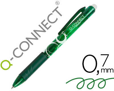roller-q-connect-acriture-moye-nne-0-7mm-encre-effacable-grip-prahension-gomme-sertie-coloris-vert