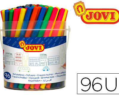 feutre-coloriage-jovi-lavable-capuchon-sacurita-ventila-pointe-solide-3mm-2-formats-fine-maxi-12-couleurs-pot-96-unitas