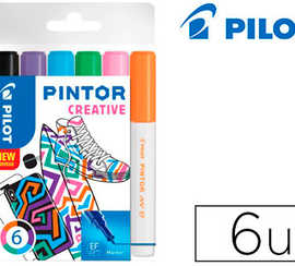 marqueur-pilot-pintor-set-fun-mix-pointe-extra-fine-coloris-noir-violet-turquoise-rose-vert-orange-pochette-6-unit-s