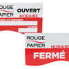 PANNEAU HORAIRE ROUGE PAPIER A4 350G PLASTIFIÉ BRILLANT