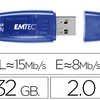 CLA USB EMTEC 2.0 C410 32GO VI TESSE LECTURE 15MB/S ACRITURE 5MB/S AVEC CAPUCHON COLORIS TRANSPARENT BLEU