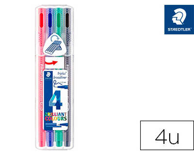stylo-feutre-staedtler-triplus-broadliner-338-acriture-et-coloriage-pointe-moyenne-0-8mm-encre-dry-safe-atui-4-unitas