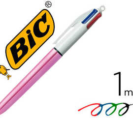 stylo-bille-bic-4-couleurs-shi-ne-pointe-1mm-acriture-moyenne-corps-rose-matallisa-brillant