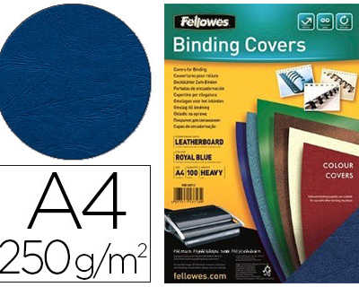 couverture-fellowes-grain-cuir-250g-format-a4-coloris-bleu-royal-paquet-100-unitas
