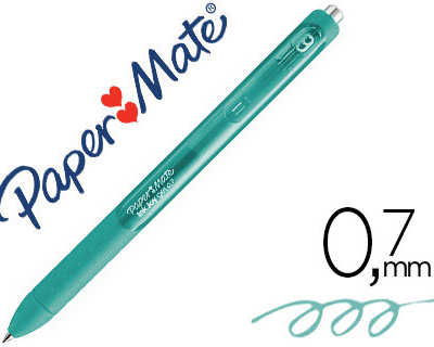 stylo-bille-paper-mate-inkjoy-gel-ratractable-acriture-moyenne-0-7mm-encre-douce-grip-coloris-bleu-sarcelle