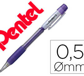 porte-mine-pentel-fiesta-grip-caoutchouc-confort-agrafe-et-gomme-rechargeable-mine-0-5mm-corps-coloris-violet