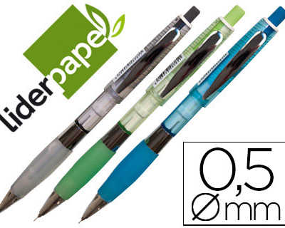 porte-mine-liderpapel-plastiqu-e-0-5mm-gomme-grip-confortable-mines-incluses-coloris-assortis