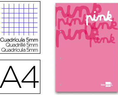 bloc-cours-liderpapel-feuilles-encoll-es-a4-210x297mm-quadrillage-5mm-100g-m2-4-trous-100f-coloris-rose