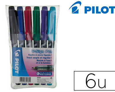 Stylo feutre Pilot V-Sign Pen écriture moyenne - Pochette de 6 couleurs fun  sur