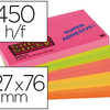 BLOC-NOTES POST-IT SUPER STICK Y COULEURS NAON 76X127MM 90F REPOSITIONNABLES ADHASIF RENFORCA COLORIS ASSORTIS 5 BLOCS