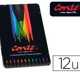 crayon-couleur-conta-sans-bois-corps-noir-mat-bo-te-matal-12-unitas