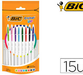 stylo-bille-bic-cristal-up-enc-re-easy-glide-pointe-1-2mm-coloris-fun-classique-doypack-de-15-unitas