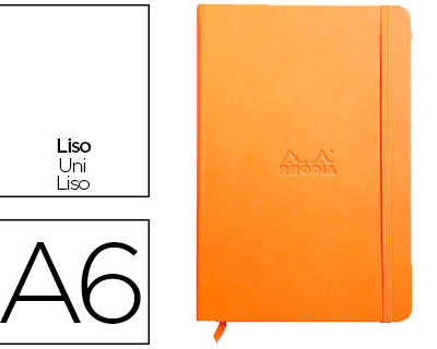 carnet-rhodia-webnotebook-a6-9-x14cm-couverture-simili-cuir-orange-192-pages-90g-uni-alastique-marque-page-orange