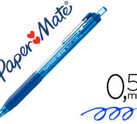 stylo-bille-paper-mate-inkjoy-300-rt-acriture-moyenne-0-5mm-encre-douce-ratractable-clip-matal-rasiste-bavures-grip-bleu