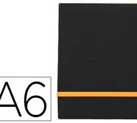 pochette-rhodiarama-webpocket-a6-9x14cm-couverture-simili-cuir-noir-int-rieur-imprim-fermeture-lastique-orange