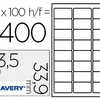 ATIQUETTE ADHASIVE AVERY LASER ACOLOGIQUE ENVELOPPES CLASSIQUES 63.5X33.9MM BOÎTE 2400 UNITAS