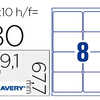 ÉTIQUETTE ADHÉSIVE AVERY ULTRA-RÉSISTANTE POLYÉTHYLÈNE BLANC IMPRESSION LASER 67.7X99,1MM BOÎTE 80 UNITÉS