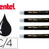 CARTOUCHE D'ENCRE PENTEL POCKE T BRUSH ENCRE NOIRE PIGMENTS LOT 4 UNITAS